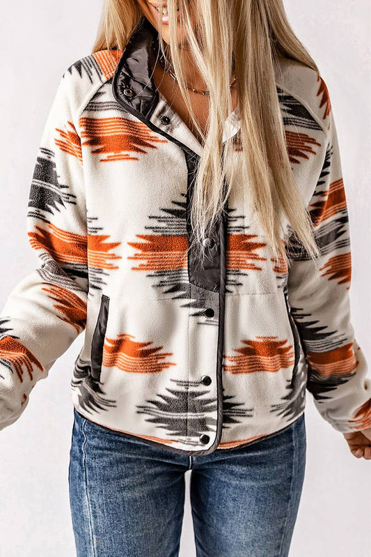 Aztec fleece button jacket